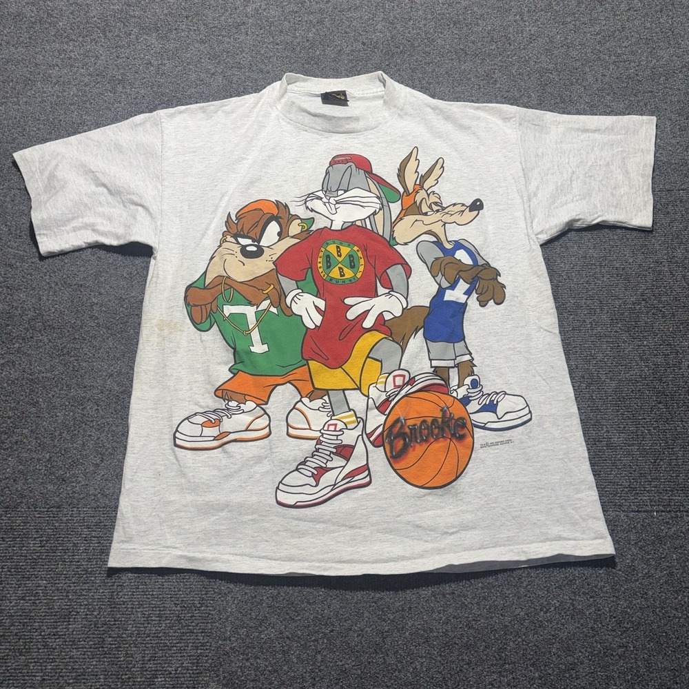 Vintage 1993 Looney Tunes Bugs Bunny Basketball Cross Colors T-Shirt XL USA